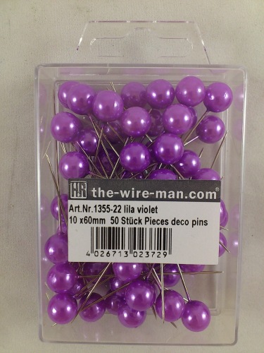 Colored pins 10 mm 50 p. violet